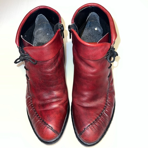 Rieker Women’s Antistress Red Leather Ankle Booties. Sz 6/37EU - Picture 6 of 14